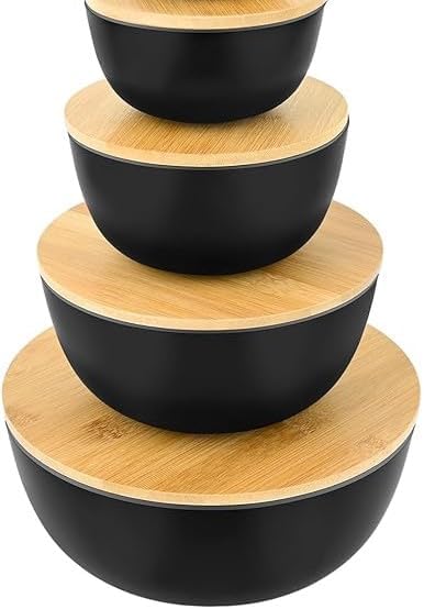 Salad bowl with lid set (Black (4))