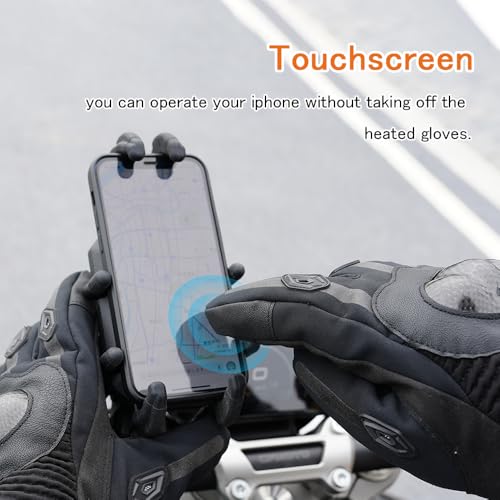 Image of Heated Motorcycle Gloves for Men & Women - 7.4V 3000mAh Rechargeable Batteries, Electric, Touchscreen, Waterproof, Windproof, Non-Slip, Skiing, Cycling, Fishing