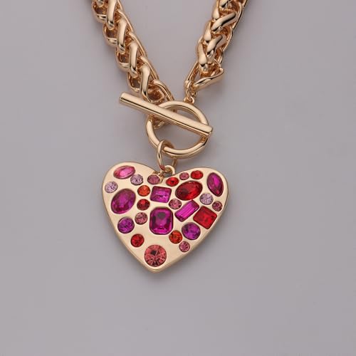 Chunky Statement Large Heart Pendant Choker Togger Lariat Pendant Necklace for Women2