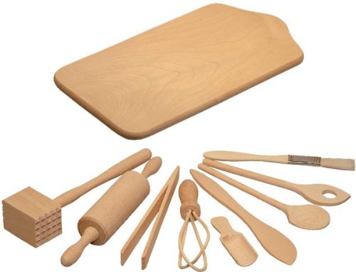 Preisvergleich Produktbild HOFMEISTER® Backset für Kinder, 10 teilig, Kochlöffel, Nudelholz, Teigschaber, Schneebesen, Mehlschaufel, Quirl, Holzbrettchen, zum Backen & für die Spielküche, Made in EU