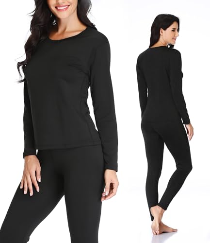 2Pack Women Thermal Underwear Set, Long Johns Base Layer Top & Bottom, Women Soft Pajama Set for Cold Weather