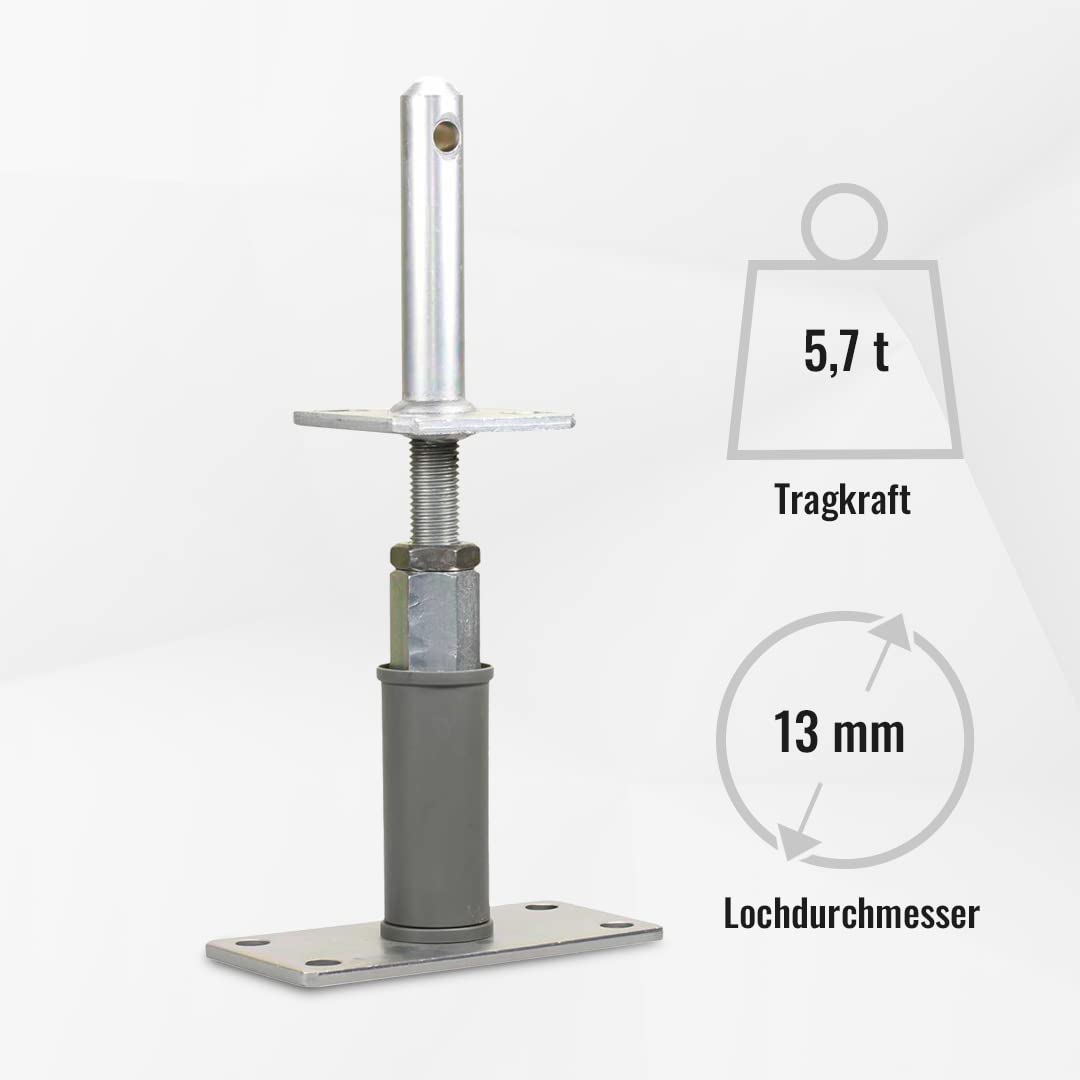 BB STANZ Pfostenträger Bodenplatte 160 x 80 x 6 mm (2 Stück) Stützfuß Bodenfuß Betonfuß höhenverstellbar verstellbar mit Zapfen Trägerplatte 80 x 80 x 6 mm