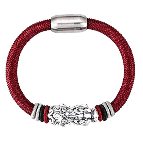 Bracelet Piyao en argent pur et cristal rouge feng shui de prestige