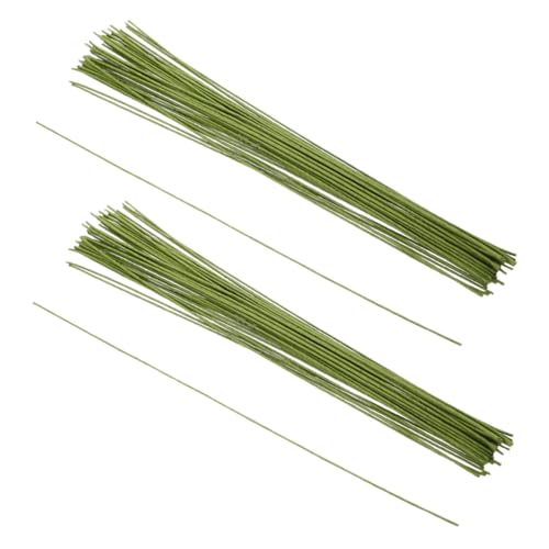HOODANCOS 50 Pcs Floral Stem Wire: Green Floral Wire Stick Paper Wrapped Iron Stick - for DIY Flower Designs and Decorative Craft Projects