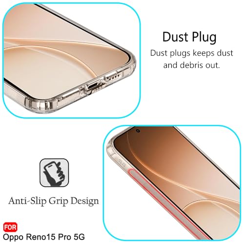 Image of TheGiftKart Back Cover Soft Case for Oppo Reno 15 Pro 5G | Best Camera Protection | Inbuilt Dust Plugs & Anti-Slip Grip | Ultra Clear Slim Back Cover for Oppo Reno15 Pro 5G (Silicone, Transparent)