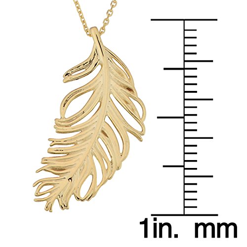 Kooljewelry 14k Yellow Gold Feather Necklace (18 inch) - Image 4