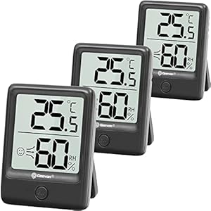 Geevon Temeo Hygrometer, 3-delige set, hygrometer, binnenklimaatweergave voor staande of wandmontage