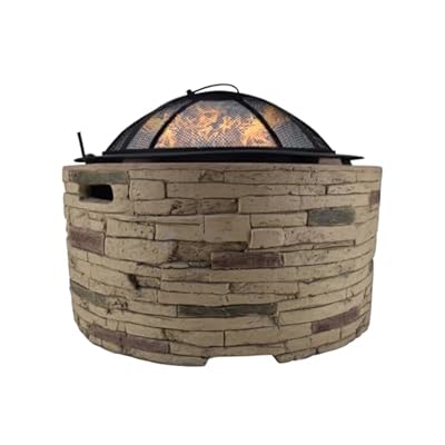 Outdoor Wood Burning Fire Pit Exquisite cast Stone Base 28in Round Steel Fire Table for Outside Patio BBQ Grill fire Pit Backyard Deck Camping New Year Gift for Family Birthday Gift