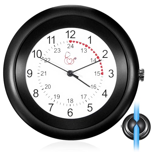 Dansydaisy Stethoscope Watch 24-Hour Nurse Week Gift Clip on Pocket Watch with Second Hand CNA Appreciation Medical Accessories for Nursing Students Doctor Clinic Staff Black