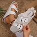 Imagen de Mesing Sandalias Mules Mujer Hombre Verano Plana Hebilla Punta Abierta Sandalias de Pala Cómodo Piel de Ante Pantuflas de Corcho XZ490-White1-EU39