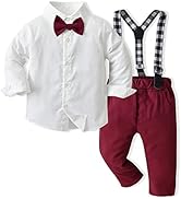 WESIDOM Toddler Boy Clothes 1-5T Gentleman Shirt Short Suspender Pants Bowtie Toddler Outfits 3pcs - View #7