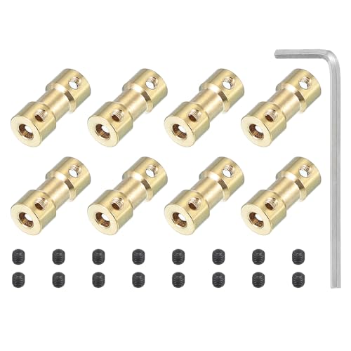 PATIKIL Messing Wellenkupplung 4mm bis 5mm, 8 Stück Kardangelenk Gelenkwelle Universalgelenk mit Schrauben Kugelgelenk Motorverbinder für Anhänger RC Aubisreifenwelle Auto Mobisr