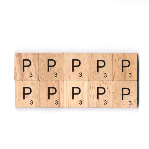 Image of Wooden Letter P, Choose Your own Craft Tiles with Alphabets and Numbers, Individual Pieces for Scrapbooking, Personalised Gifts and Wedding Signs (10 Pieces)