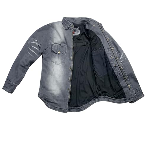 Jackets 4 Bikes PERFORMER Armored Motorcycle Flannel Shirt for Men – CE Armor, Hidden Utility Pockets Ventilated Stone Wash Black XL by Jackets 4 Bikes - Image 2