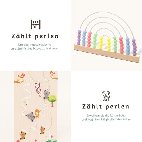 Baby Laufstall,Sicherer&Stabiler Großes Faltbares Babys Laufgitter, Holz Laufstall, nachhaltiger Laufstall Fröhliche Krabbelbereich für 1-3 Jahren Babys&Kleinkinder(146 * 146 * 61CM)