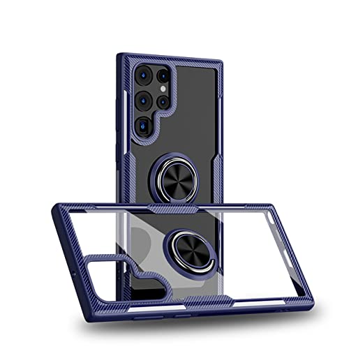 Coque antichoc pour Samsung S22 Ultra avec anneau rotatif et dos transparent