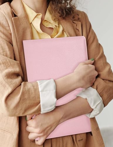 Image of Mymazn Padfolio Portfolio Folder, Faux Leather Interview Resume Folder with Document Organizer & Business Card Holder, Letter-Sized Notepad Legal Pad Holder for Men Women (Pink)