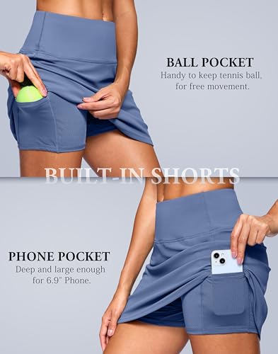 Image of SANTINY 13.5 inch /15 inch Skorts for Women with 2 Pockets High Waisted A Line Casual Pickleball Golf Skort Athletic Tennis Skirt