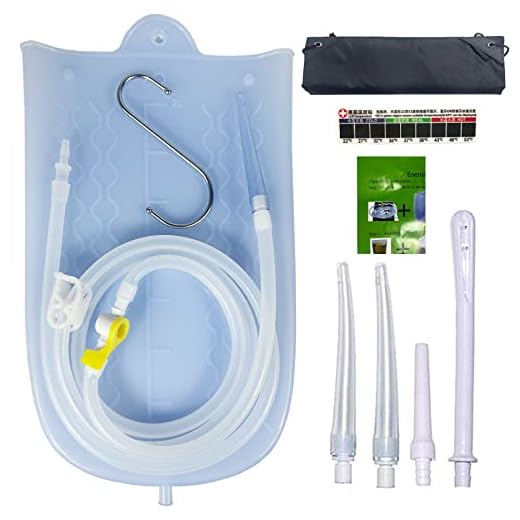 GNEGKLEAN Silicone Enema Bag Kit with 6.3ft Hose, 5 Enema Tips, Controllable Flow Valve and Water Thermometer - 2 Quart Capacity Coffee enemas for Colon Cleanse