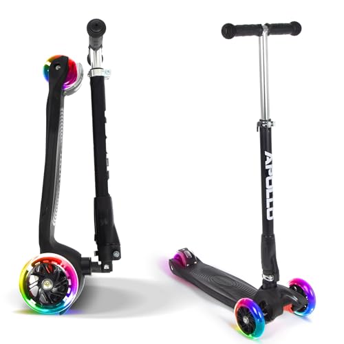 Apollo Patinete 3 Ruedas Kids Whiz LED – Patinete de Niño y Niña – Patinete Plegable con Manillar de Altura Ajustable - Patinete de Ruedas LED Ideal para Niños a Partir de 3 Años