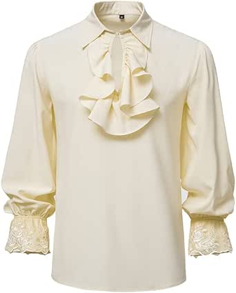 Amazon.com: WZIKAI Mens Ruffled Pirate Shirt Vampire Renaissance ...