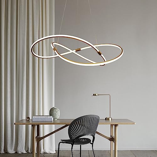 Chandelier LED 60 cm suspension dorée style mid-century