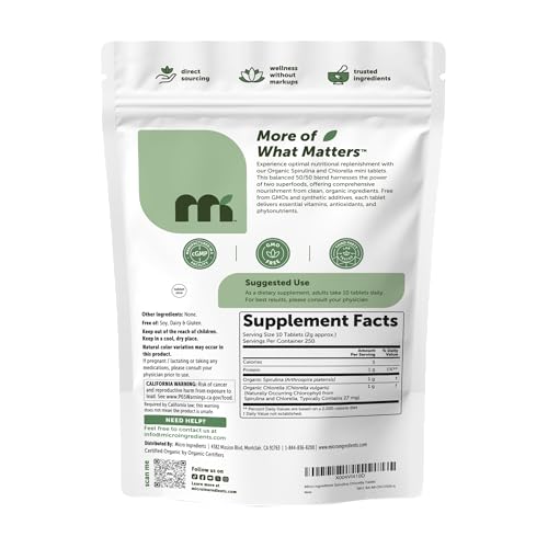 Micro Ingredients Organic Spirulina Chlorella Mini Tablets