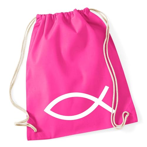 Huuraa Stoffbeutel Fische Symbol Geschenk 12 Liter Fuchsia Baumwolle Fische Aufmerksamkeit