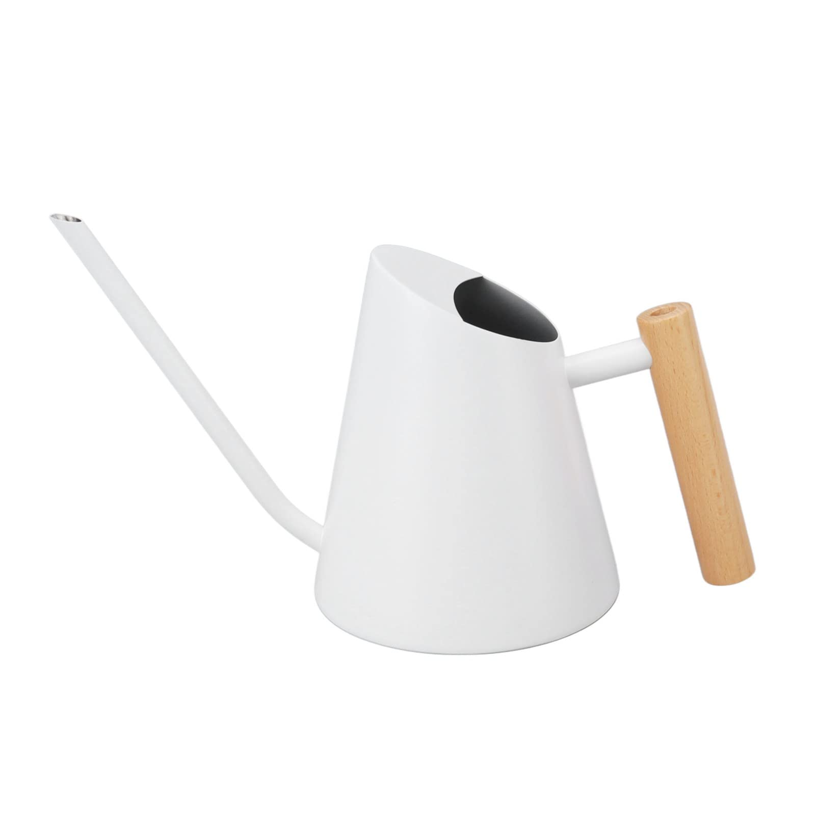 Stainless SteelWatering, Stainless Steel Watering Can Long Spout Wooden Handle Indoor Outdoor Multicolor 29 cm(White)