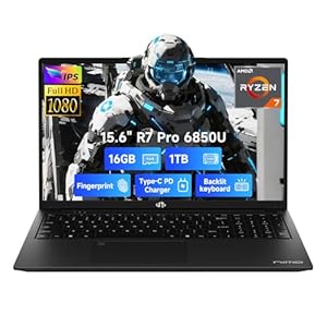 NIMO 15.6″ Light-Gaming-Laptop, 8 Cores AMD Ryzen 7 Pro 6850U 16GB LPDDR5 RAM 1TB SSD (Beat i7-1360P Up to 4.7GHz) AMD Radeon 680M GPU IPS FHD Computer with 100W Type-C Backlit Keyboard Fingerprint