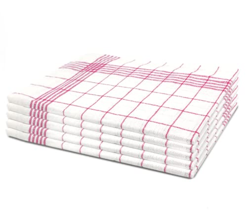 5er Set Geschirrtücher in Rot kariert - Saugstark & 100% Baumwolle für Küche + Haushalt 50x70 cm - Fusselfreie Baumwollgeschirrtücher & Küchentücher Nicht fusselnd mit praktischem Aufhänger, Premium Cover
