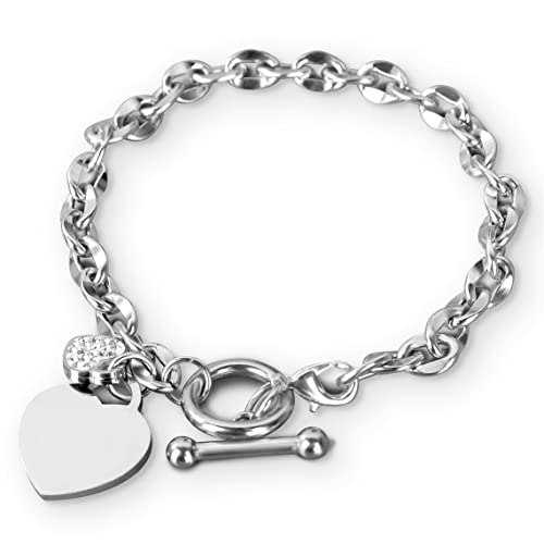 Image of JUPPE Silver Titanium Steel Engraved Bracelet Personalized Proverbs 4:23 Bangle Gift for Women Girls
