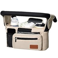 Kinderwagen Organizer Universal mit Isolierten Getränkehalter/Becherhalter, Momcozy Buggy Kinderwagentasche Baby Zubehör mit Reißverschlusstasche, Schultergurt und Stauraum für Windeln&Handys