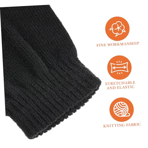 VALICLUD Knitted Gloves Warm Five Finger Design for Ages Solid Black Color Handmade for Cold Weather Activities for School and3