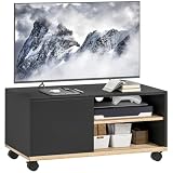 HOMCOM Mueble de TV con Ruedas, Negro