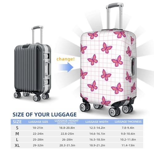 Retro Pink butterfly Grid Y2K 90s Travel Luggage Covers - Elasticity Suitcase Covers Protector for Luggage 18-32 Inch2