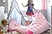 MiniOwls Stuffed Animal Cute and Unique Toy Storage Bean Bag Chair Cover. Fits 50-60 Plush Animals, 100% Cotton (Pink w/Fairy, 200L/52gal)