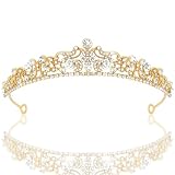 CIEHER Gold Tiara Crowns for Women Rhinestone Princess Crown Bridal Headpiece for Flower Girl, Gold Crown for Birthday Prom Quinceanera Dinner Party