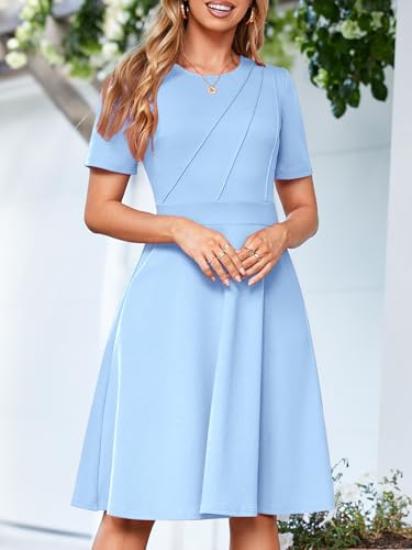 Image of YIOYOLA Fit and Flare Work Dresses for Women Business Casual Office Church Cocktail Party Aline Dress with Pockets
