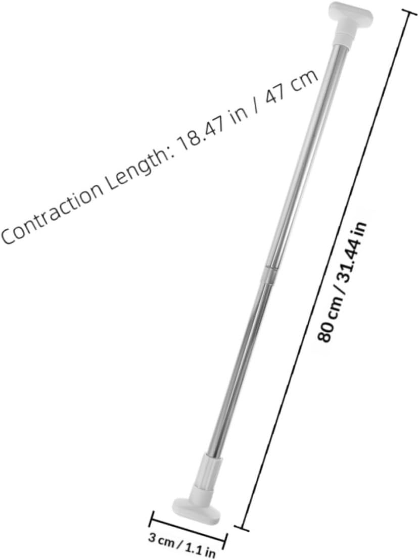 Toyvian 2 Pcs Adjustable Stainless Steel Clothes Hanging Rods, Heavy Duty Tension Closet Poles 47-80cm, No Drilling Wardrobe Rails for Closet and Laundry Organization
