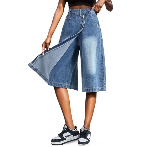 Djeanxa Jorts for Women Baggy Y2k Bermuda Jean Shorts Button Djeanxa Jorts for Women Baggy Y2k Bermuda Jean Shorts Button