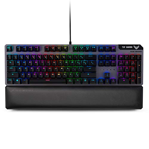 ASUS Optical-Mechanical Compact Gaming Keyboard - RA03 TUF K7 PC Gaming Keyboard, Linear Switches, 25X Faster, Magnetic Wrist Rest, IP56 Waterproof Standard