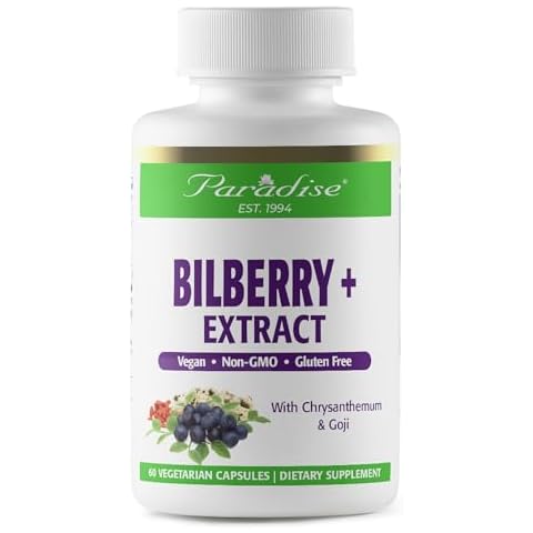 Paradise Herbs Bilberry with Goji & Chrysanthemum Supplements, Super Potent, Ultra Pure, Non GMO, Gluten Free, Vegan, 60 Vegetarian Capsules Cover