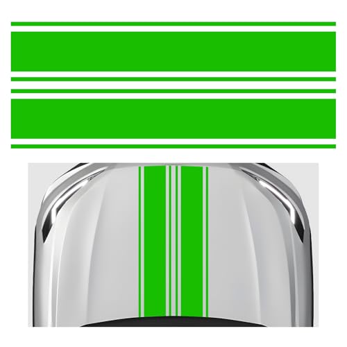 Image of 2 PCS Car Hood Sticker, 70.9 inch x 7.3 inch Waterproof Racing Stripes Auto Body Side Decals, Sports Style Hood Sticker Exterior Decoration for Most Vehicles, Car Accessories (Green)
