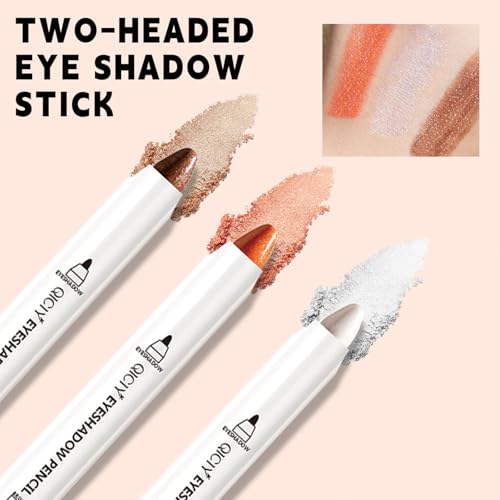 Image of ADMD Eyeshadow Stick Set Dual-Ended Colorful Pencil Crayon Creamy 2-in-1 Eyeshadow & Blending Brush for Easy Looks Shimmer Eye Shadow Sticks 3Colors