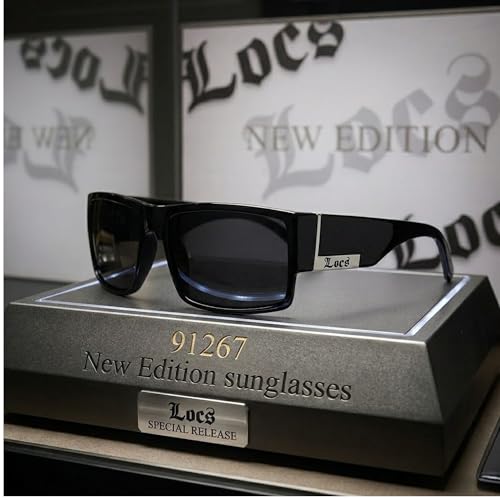 Image of Locs Mens Flat Top Gangster Sunglasses Black Silver Frame 91026