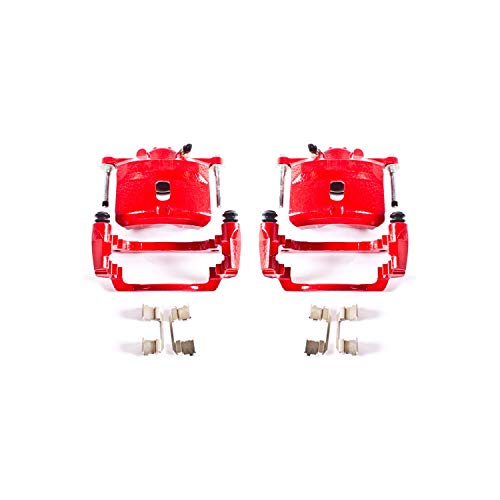 Image of PowerStop Front Red Powder Coated Brake Caliper Pair for Acura EL 2001-05 | Honda Civic 2001-05 - High-Temp Brake Caliper Upgrade, S2658