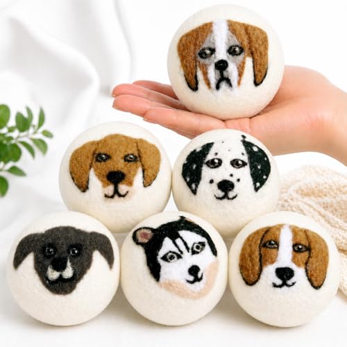 Wool Dryer Balls XL 6-Pack Organic Wool Dryer Balls for Laundry Reusable Natural Fabric Softener Reduces Drying Time Static Wrinkles & Laundry Clumping