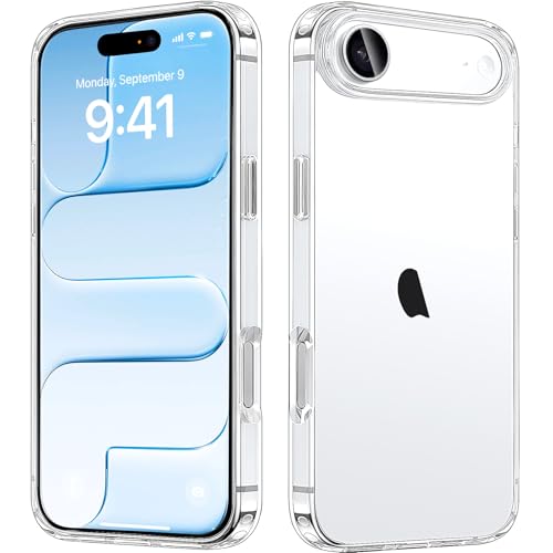 JJGoo Compatiable with iPhone Air Case Clear Transparent Shockproof Phone Cases Slim Anti-Scratch Hard PC Back Protective Cover Bumper
