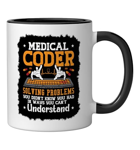Taza cerámica Medical Coder 11 onzas negra y blanca miniatura 2